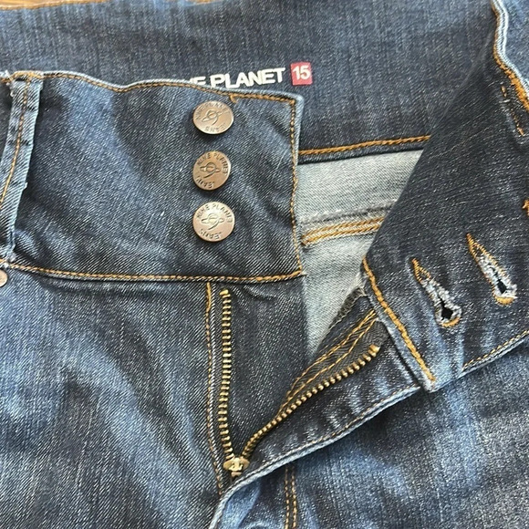 Nine Planet High Rise Wide Waist Band Three Button Jeans skinny size 15 - Picture 10 of 11